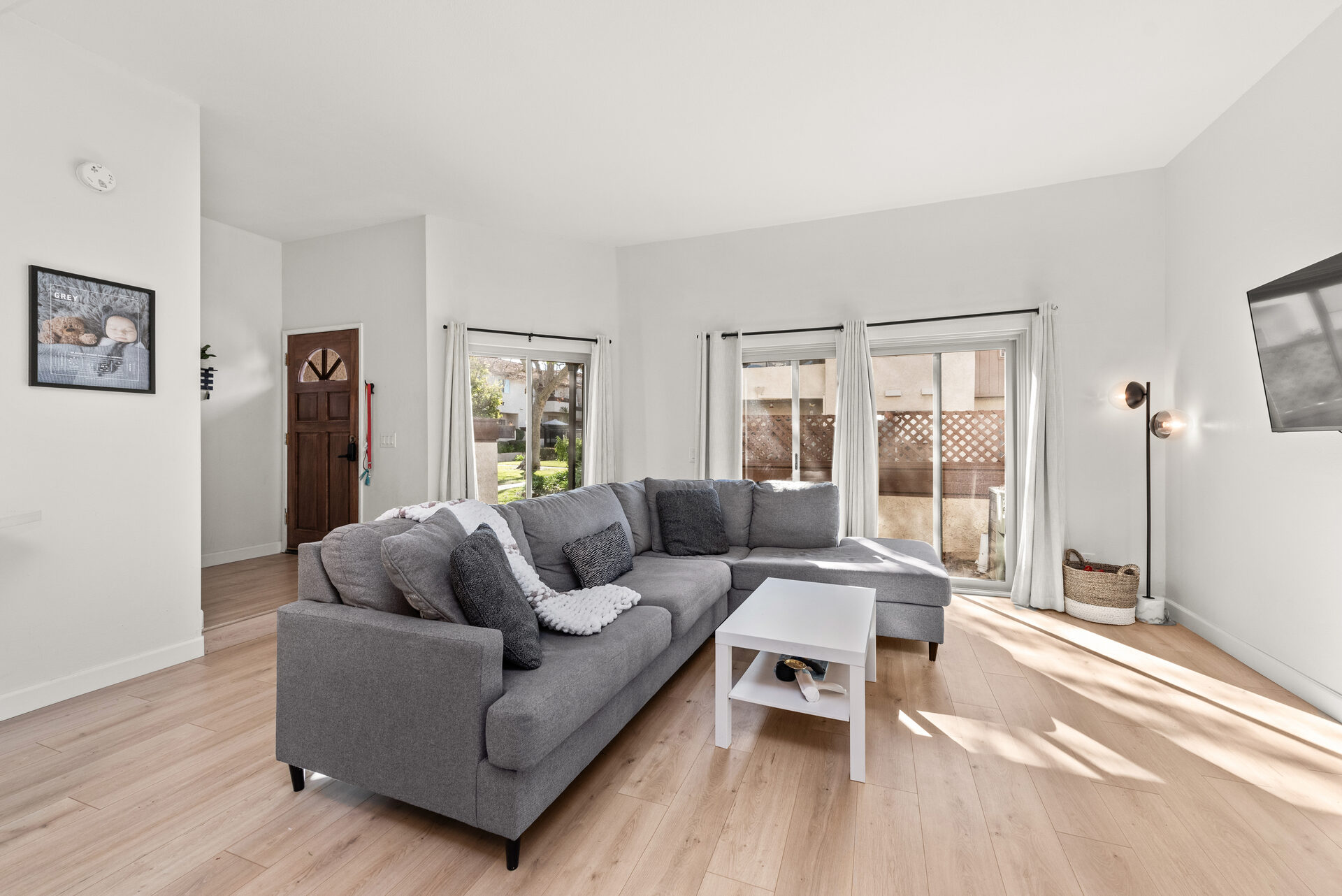 Living room with sliding glass door